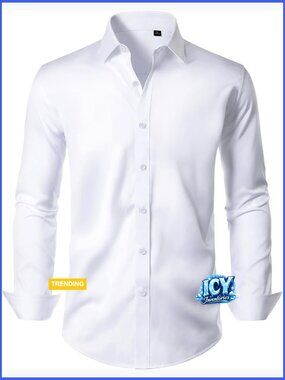 Men's Dress Shirt Long Sleeve Wrinkle Free Stretch Business Casual Button Down